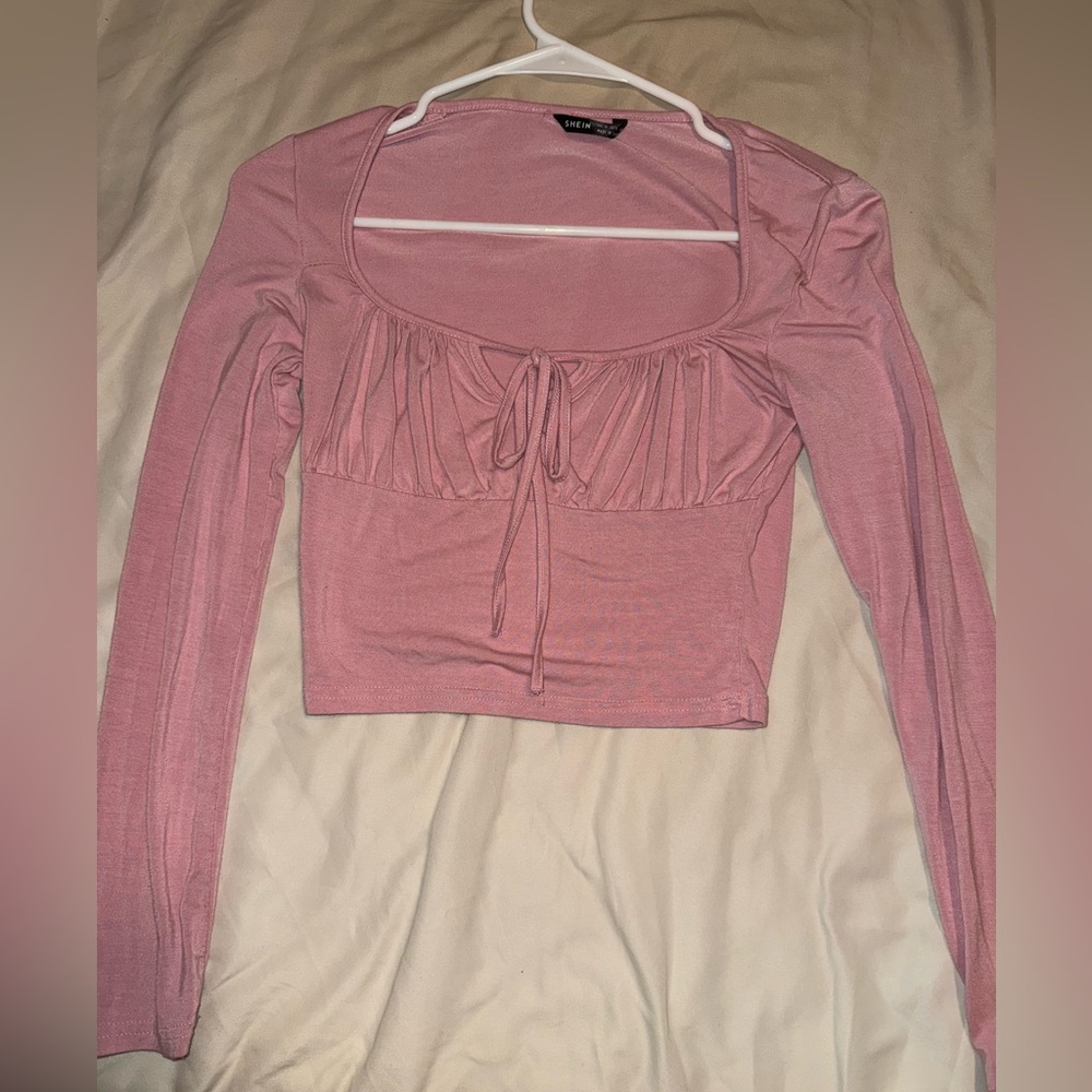 Pink Long Sleeve crop top